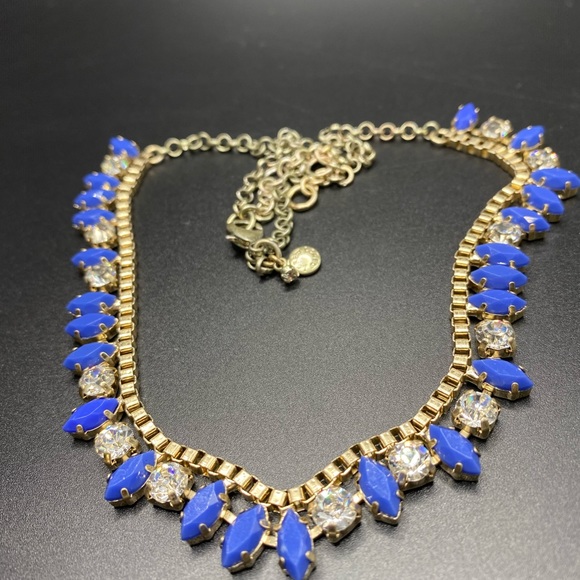 J Crew Blue and Gold Tone Rhinestone Necklace - Picture 5 of 8